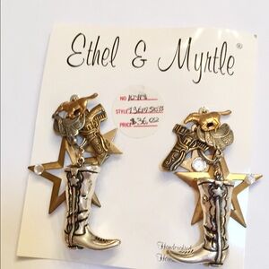 COPY - Western Jeweled Faux Gold/Silver Clip On Earrings